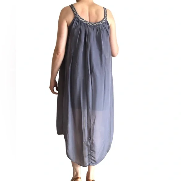 J B Millennium Grey Chiffon Overlay Cocktail Dress Asymmetrical Hem Size M - Picture 4 of 10